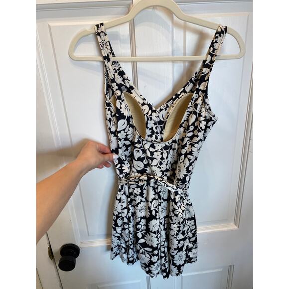 VINTAGE X MAXINE OF HOLLYWOOD Floral Belted Sexy One Piece Swimsuit Large - Picture 5 of 7